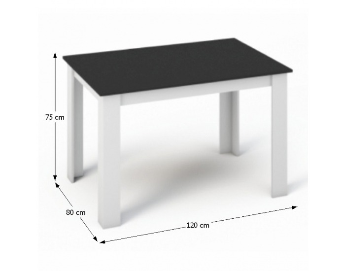 Jedálenský stôl Kraz 120x80 cm - biela / čierna