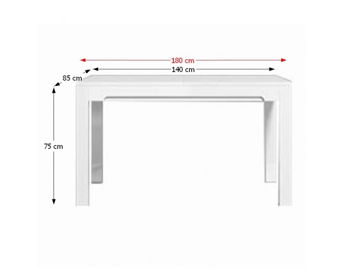 Rozkladací jedálenský stôl Lorien LS 88 - biela / biely vysoký lesk