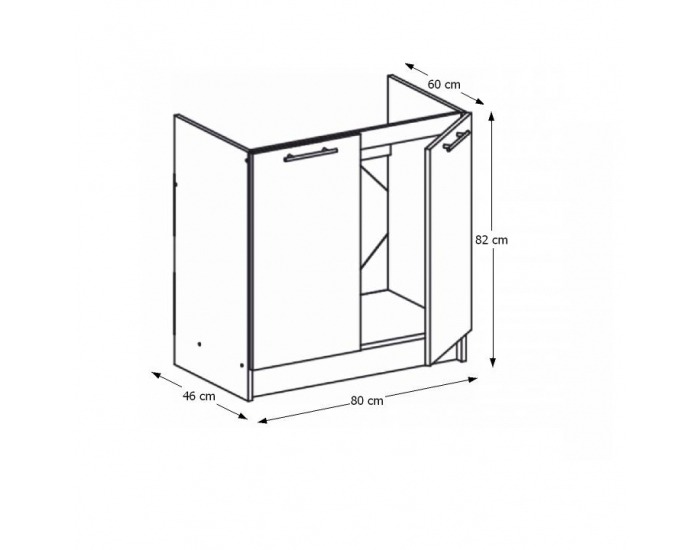 Drezová kuchynská skrinka Monda S80ZL - dub sonoma / biela