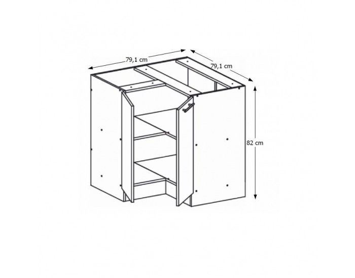 Dolná rohová kuchynská skrinka Monda S90/90 - dub sonoma / biela