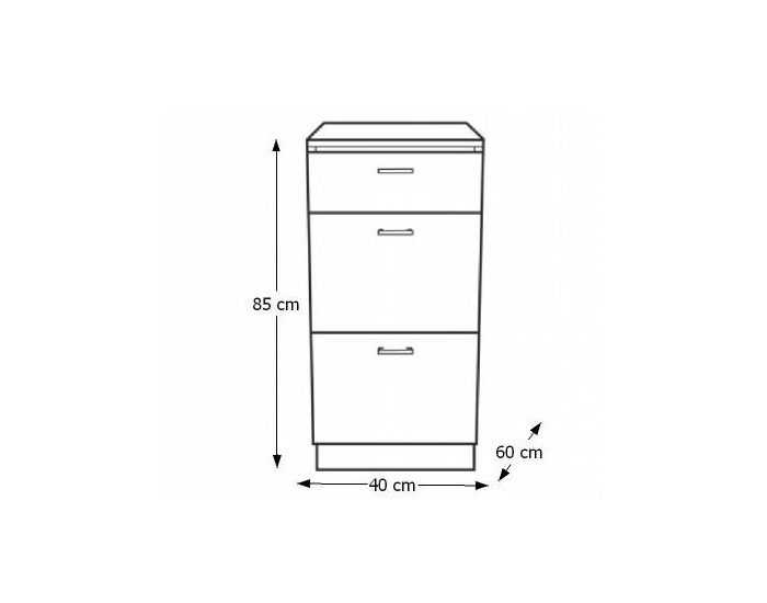 Dolná kuchynská skrinka Narcis D-40 3SZ - dub sonoma