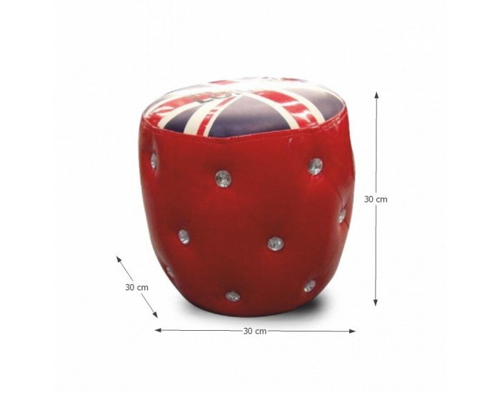 Taburetka London - červená / vzor