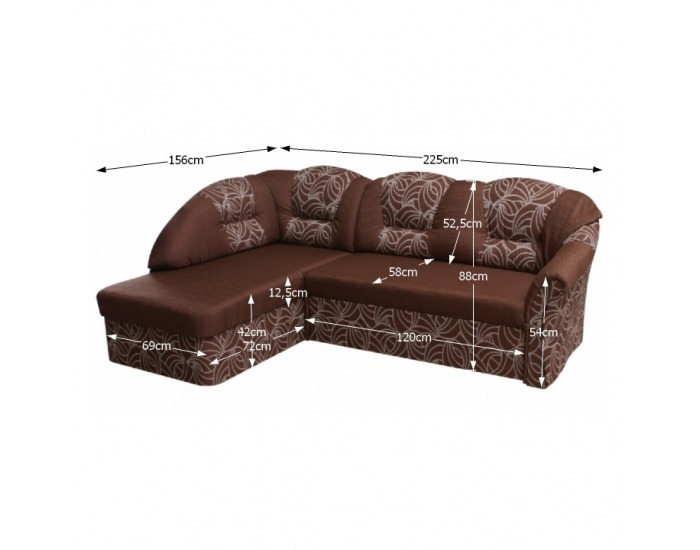 Rohová sedačka s rozkladom a úložným priestorom Carlos L - čokoládová