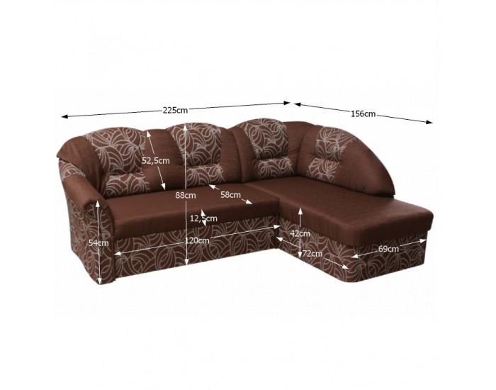 Rohová sedačka s rozkladom a úložným priestorom Carlos P - čokoládová
