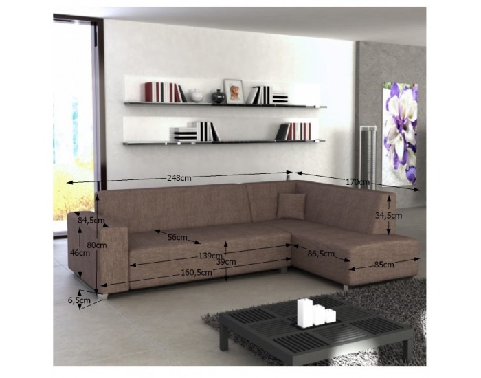 Rohová sedačka s rozkladom a úložným priestorom Colli P - hnedá