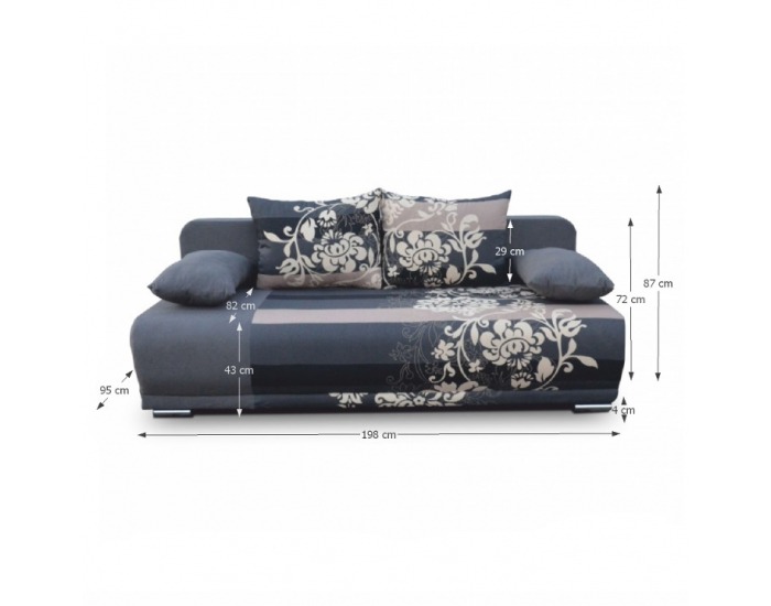 Rozkladacia pohovka s úložným priestorom Remi - sivá / vzor