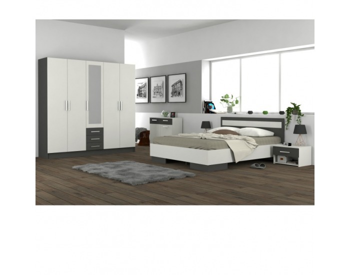 Posteľový rám Greyline 160 - biela / grafit