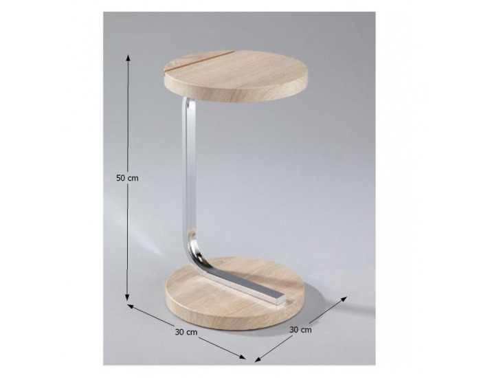 Príručný stolík Milana - dub sonoma / chróm