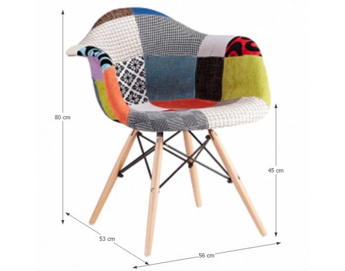 Kreslo Tobo New - buk / vzor patchwork
