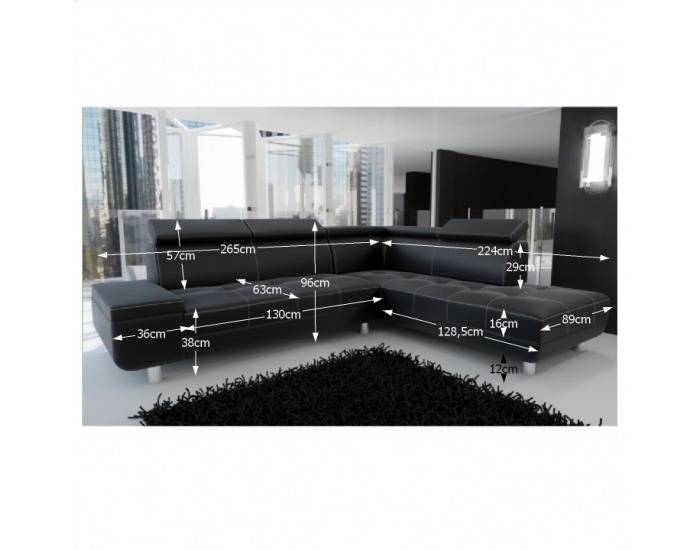 Rohová sedačka Taurus P - čierna