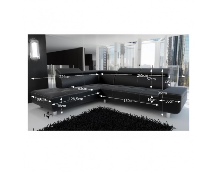 Rohová sedačka Taurus L - čierna