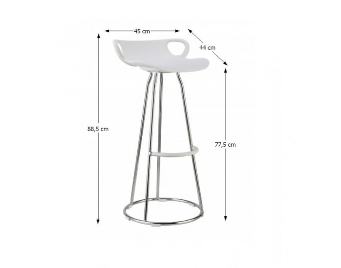 Barová stolička Gladi - chróm / biela