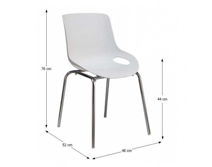 Jedálenská stolička Edlin - chróm / biela