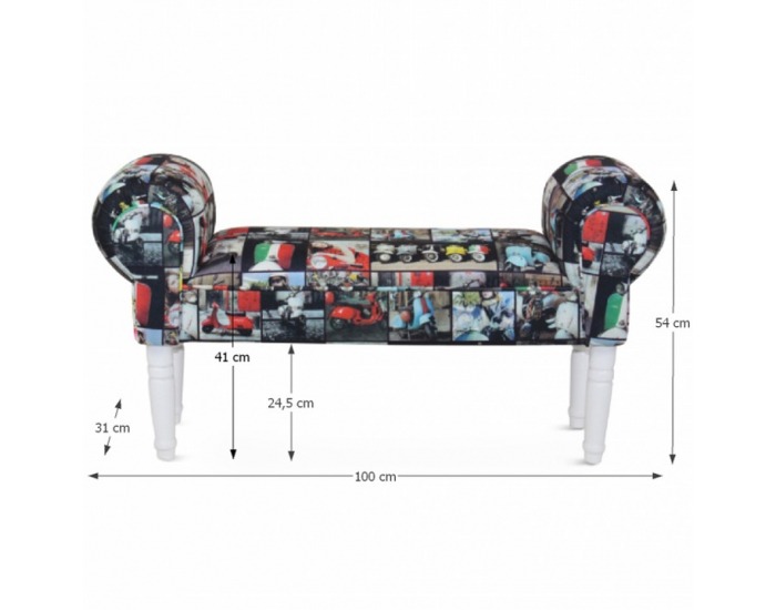 Lavica do predsiene Charade - vzor retro / biela