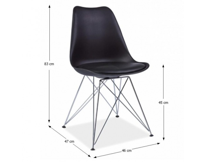 Jedálenská stolička Metal - čierna / chróm