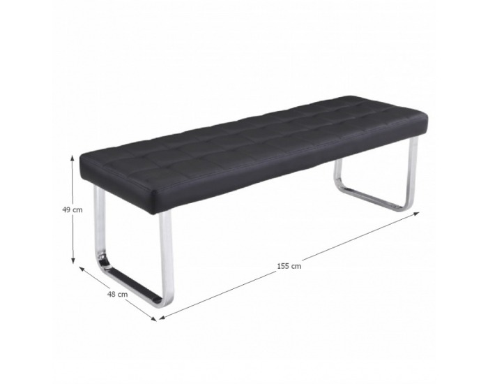 Čalúnená lavica Brand - čierna / chróm