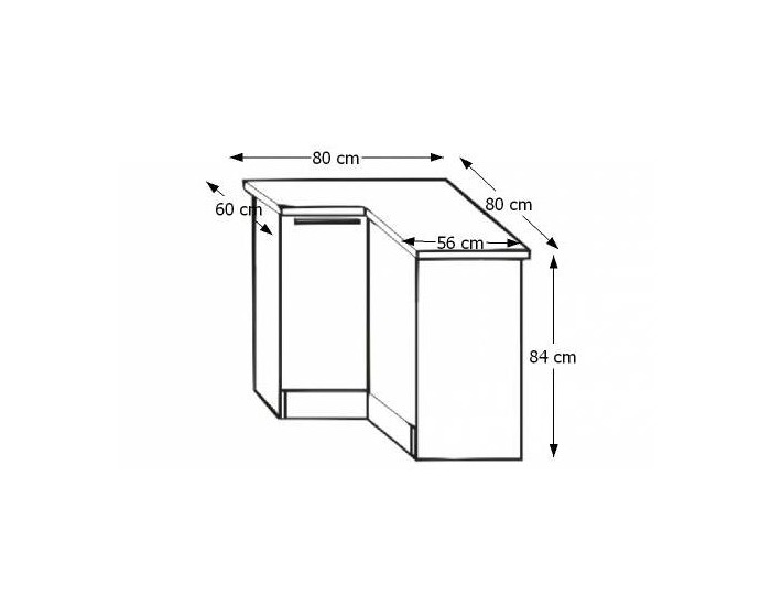 Dolná rohová kuchynská skrinka Irys DN-80 P - dub sonoma / biela