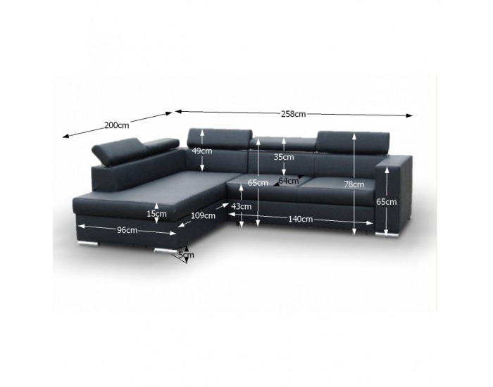 Rohová sedačka s rozkladom a úložným priestorom Lote 2 L - čierna