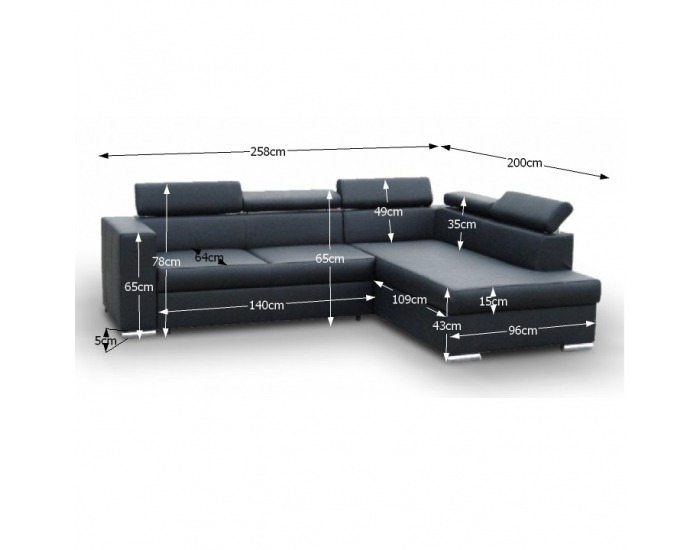 Rohová sedačka s rozkladom a úložným priestorom Lote 2 P - čierna