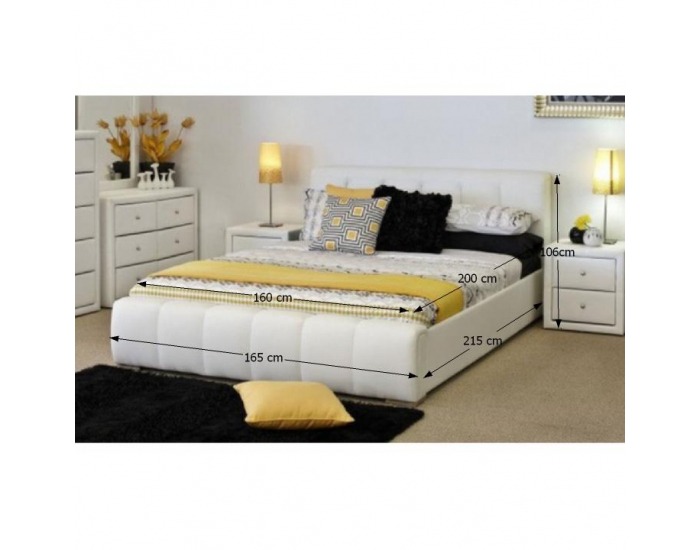 Čalúnená manželská posteľ s roštom Fantasy 160 - biela