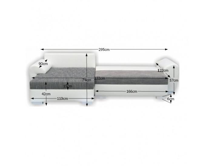 Rohová sedačka s rozkladom a úložným priestorom Sofia P - biela / sivá