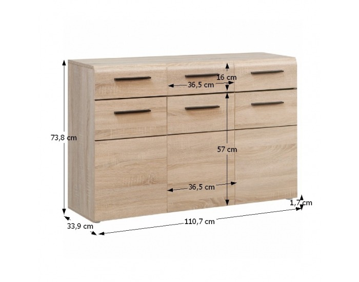 Trojdverová komoda Kombino 13 - dub sonoma