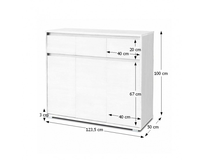 Trojdverová komoda Tasilo 2 - biela