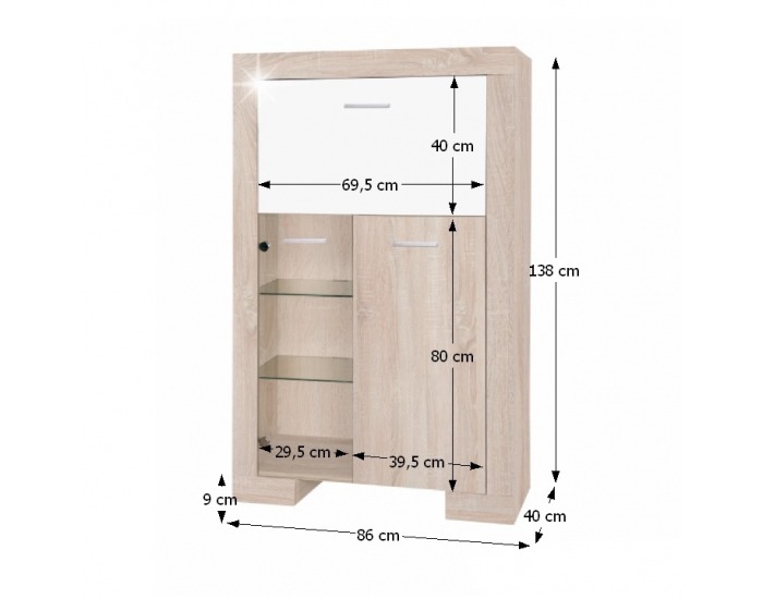 Barová skrinka Stilo 5 - dub sonoma / biely lesk