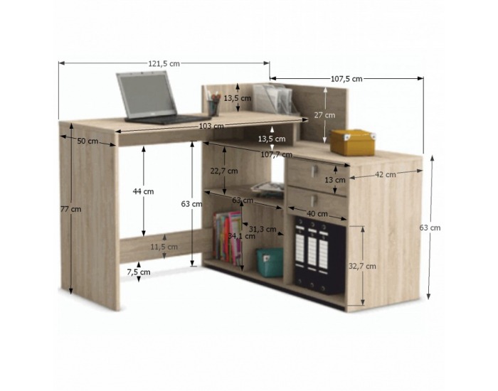 Rohový PC stolík Vista - dub sonoma