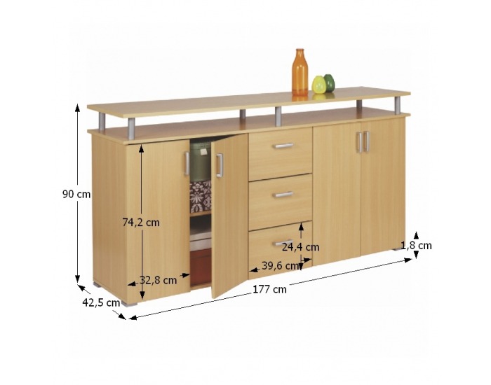 Štvordielna komoda Svit C - buk