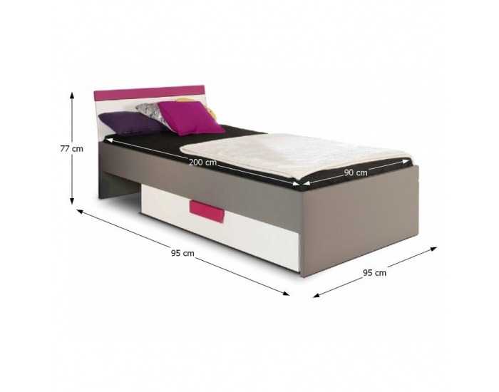 Posteľový rám Lobete 9 90 - sivá / biela / fialová