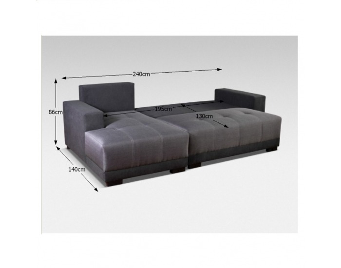 Rohová sedačka s rozkladom a úložným priestorom Largo L - sivá