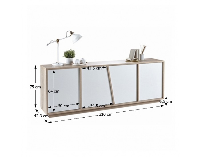 Štvordverová komoda Natura 223488 - dub sonoma / biela