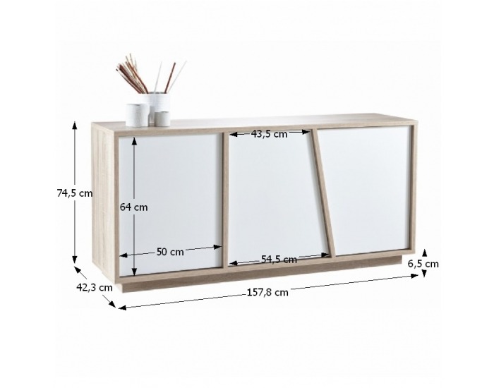 Trojdverová komoda Natura 223489 - dub sonoma / biela