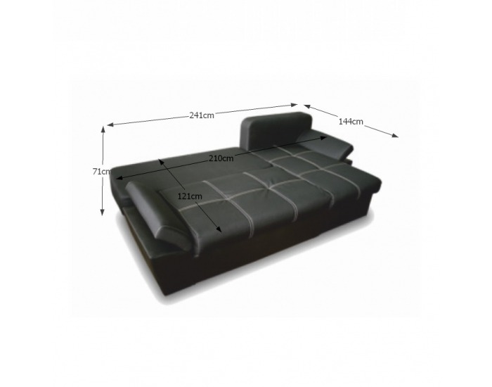 Rohová sedačka s rozkladom a úložným priestorom Ares P - čierna