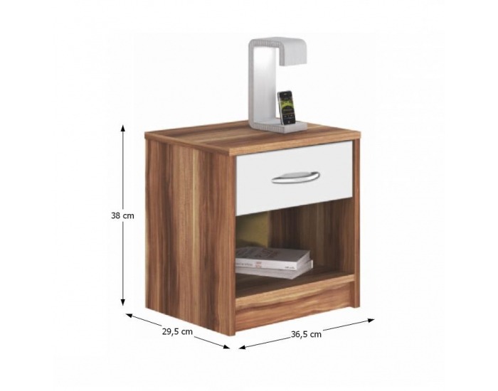 Nočný stolík Bisi 4621 - slivka / biela