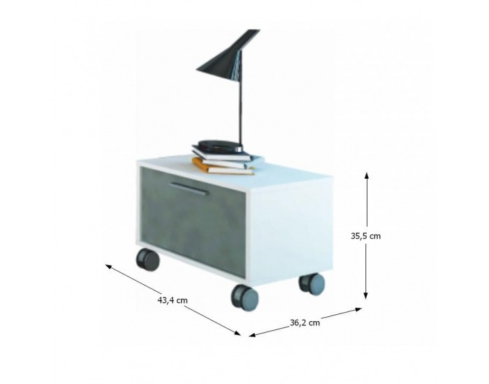 Nočný stolík na kolieskach Bandy 258756 - biela / sivá