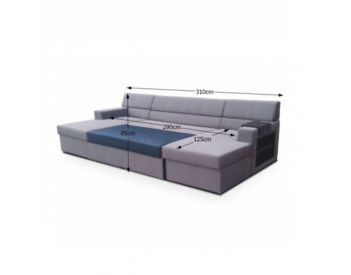 Kožená rohová sedačka U s rozkladom Markos P - sivá