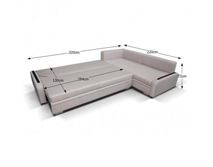 Rohová sedačka s rozkladom a úložným priestorom Caruzo L - krémová