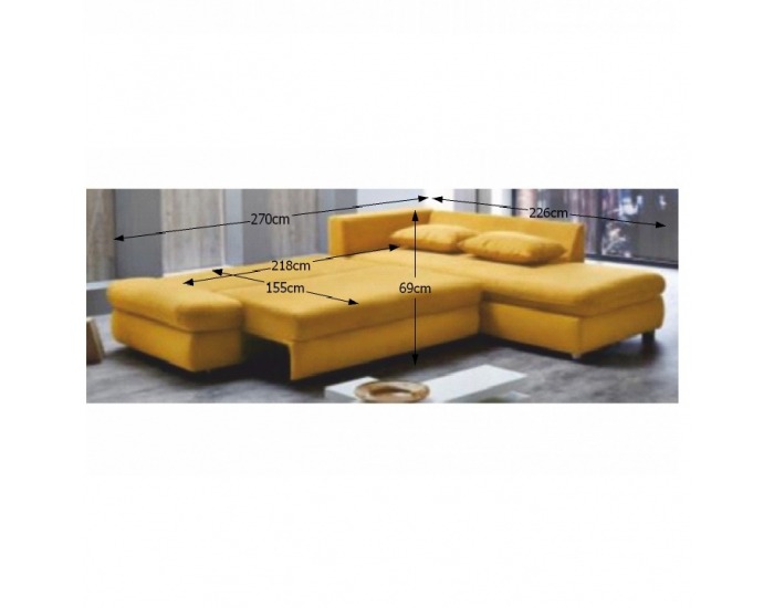 Rohová sedačka s rozkladom a úložným priestorom Sylt L/P - horčicová