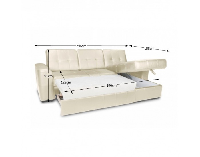 Kožená rohová sedačka s rozkladom Trek RM P - biela