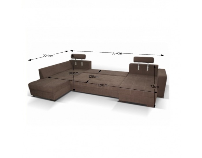 Rohová sedačka U s rozkladom Mantego New L - hnedá
