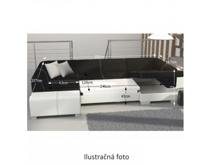 Rohová sedačka U s rozkladom Peter New P - čierna / sivá melírovaná