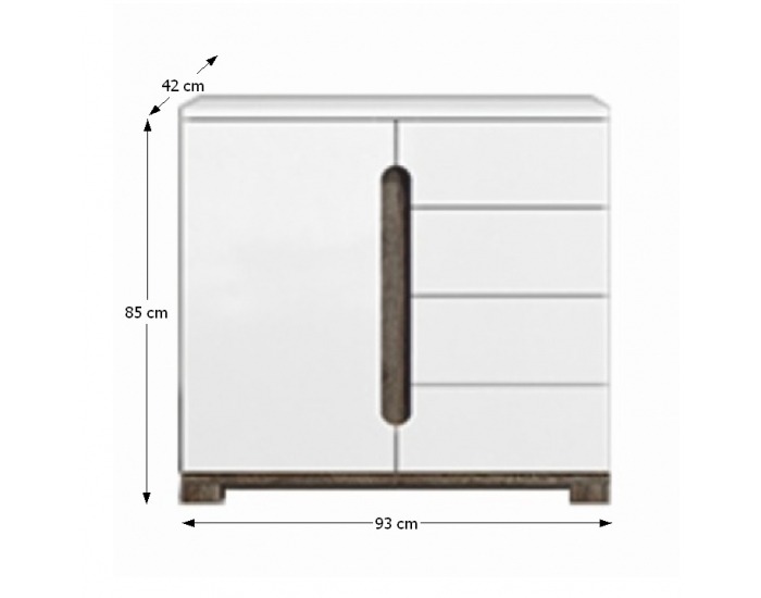 Komoda Lorien LS 45 - san remo / biela / biely vysoký lesk