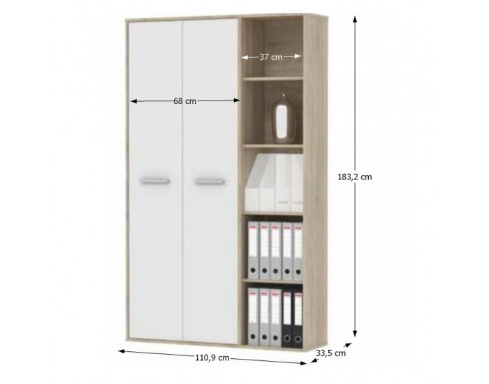 Policová skriňa Maurus MA52 - dub sonoma / biela