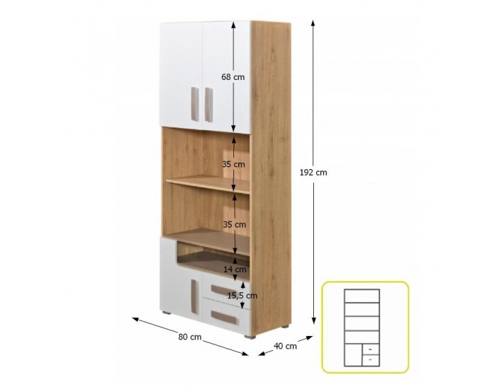 Regál Katar K3 - san reno / biela / cappuccino