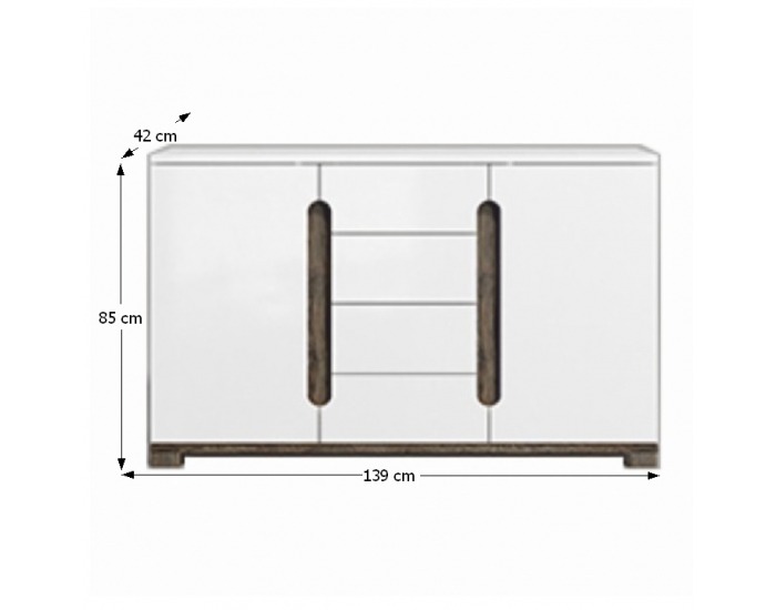 Dvojdverová komoda Lorien LS 46 - san remo / biela / biely vysoký lesk