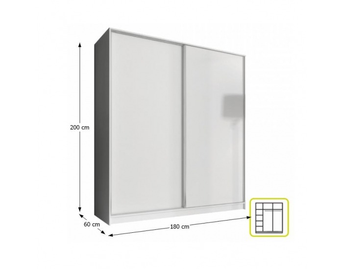 Šatníková skriňa Ava 2D 180 cm - biela