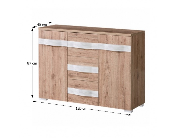 Dvojdverová komoda Rovin R-06 - san remo / biela