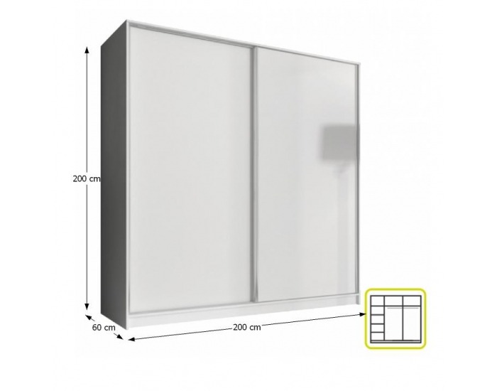 Šatníková skriňa Ava 2D 200 cm - biela
